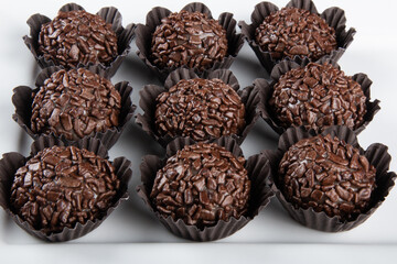 Brigadeiro.Traditional brazilian sweet chocolate. Granulated chocolate.