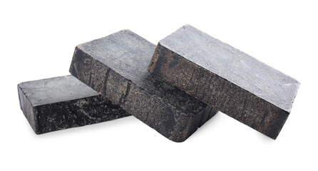 Tar soap bars isolated on white. Natural product