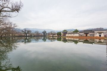 Fototapeta na wymiar Winter scenery of moon marsh in Hongcun Village, Yi County, Anhui, China