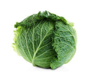 Fototapeta premium Fresh ripe savoy cabbage isolated on white