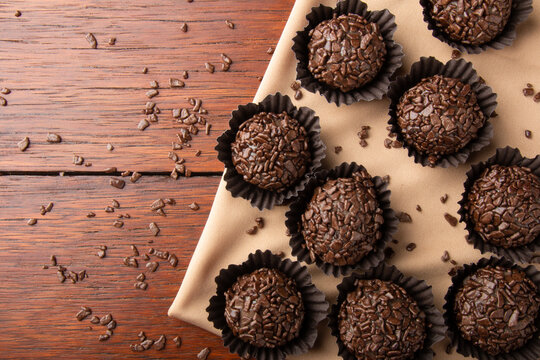 Brigadeiro. Traditional Brazilian sweet. Assorted party candy.