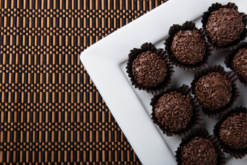 Brigadeiro.Traditional brazilian sweet chocolate. Granulated chocolate.