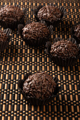 Brigadeiro.Traditional brazilian sweet chocolate. Granulated chocolate.