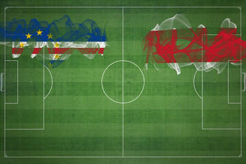 Cabo Verde vs Costa Rica Soccer Match, national colors, national flags, soccer field, football game, Copy space