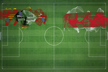 Eswatini vs Costa Rica Soccer Match, national colors, national flags, soccer field, football game,...
