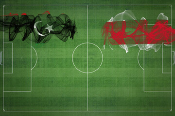Libya vs Costa Rica Soccer Match, national colors, national flags, soccer field, football game,...