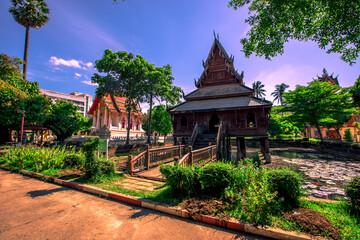Wat Thung Si Muang-UbonRatchathani: June 21 2020, atmosphere inside the religious tourist attraction, tourists come to make merit and see the sculpture in the temple inNai Mueang,Thailand
