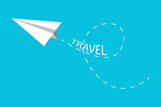 Paper airplane travel, great design for any purposes. Illustration, vector. Blue background. Abstract background. Stock image. EPS 10.