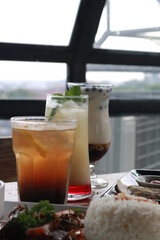 fresh drinks on the table during the day