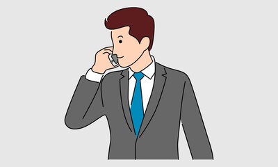 Businessman using mobile phone to talk, talking on phone