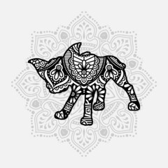 Vector illustration of a Dog mandala for coloring book. Dog Mandala for Silhouette Cameo and Cricut.