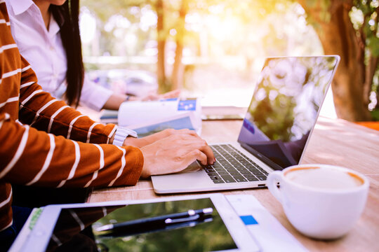 Business team are brainstorming make a marketing plan to plan a strategy for promoting the sale of products in the future