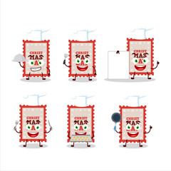 Cartoon character of christmas ticket with various chef emoticons