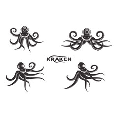 Logo design of helmet kraken