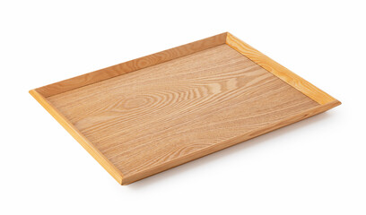 Wooden tray on a white background