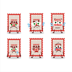 Christmas ticket cartoon character with sad expression