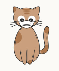 Cute cartoon character cat with medical face mask vector illustration