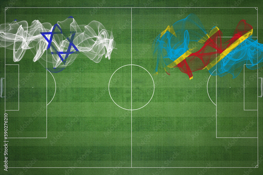 Wall mural israel vs dr congo soccer match, national colors, national flags, soccer field, football game, copy 