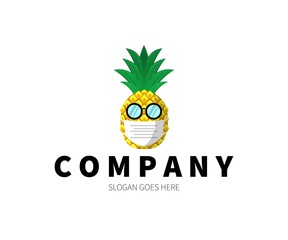 Pineapple wears mask Logo Concept. Vector Design Illustration. Symbol and Icon Vector Template.