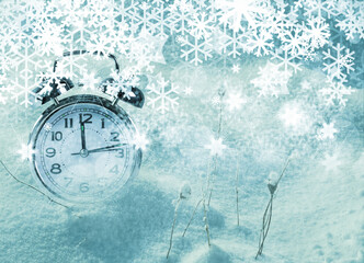 lockdown seal for coronavirus covid-19 virius covid snow  winter time clock cold frost frosen xmas background