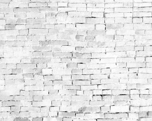White brick wall old background.