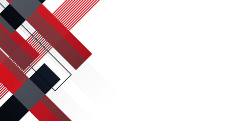 Naklejka premium Black white red abstract geometric presentation background