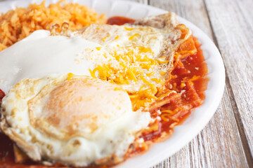 A view of chilaquiles plate.