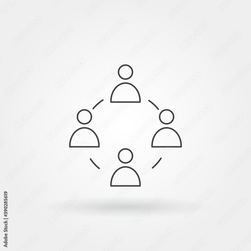 Poster team circle single isolated icon with modern line or outline style