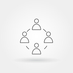 team circle single isolated icon with modern line or outline style