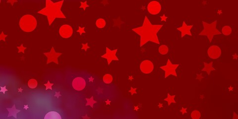 Light Pink, Yellow vector backdrop with circles, stars.