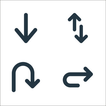 Arrow Line Icons. Linear Set. Quality Vector Line Set Such As Next, U Turn, Up And Down.