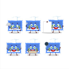 Cartoon character of landscape christmas ticket with various chef emoticons