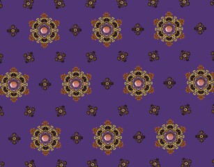 pattern with metallic texture retro floral star shapes 