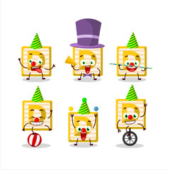Cartoon character of toy block D with various circus shows