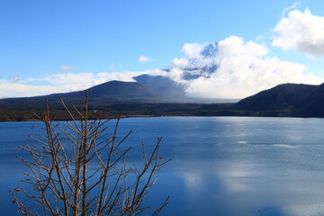 Lake Yamanaka and Mount Fuji in autumn