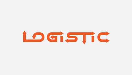 Logistic logo, Logistic Text and arrow combination, Flat style Logo Design Template, vector illustration