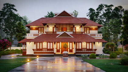 Obraz premium 3D DIGITAL ILLUSTRATION OF A HOUSE ELEVATION