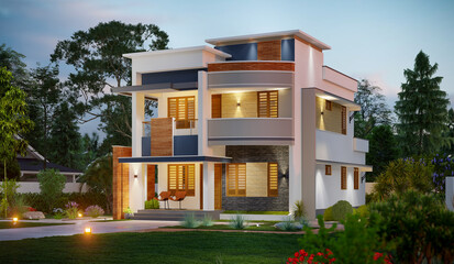 3D DIGITAL ILLUSTRATION OF A HOUSE ELEVATION