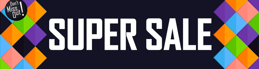 Fototapeta premium Super Sale, web banner design template, discount horizontal poster, vector illustration