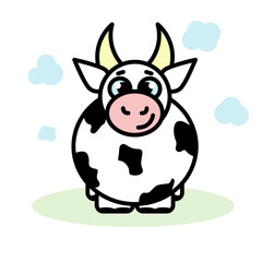Year of the bull 2021, isolated cow in minimal style. Vector illustration