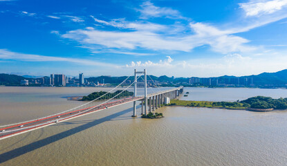 Fototapeta premium Humen Bridge at the mouth of the Pearl River in Guangdong Province, China