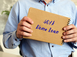 Business concept meaning 401k Home Loan with inscription on the page.