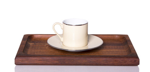 PORCELAIN COFFEE CUP ON A WHITE GROUND