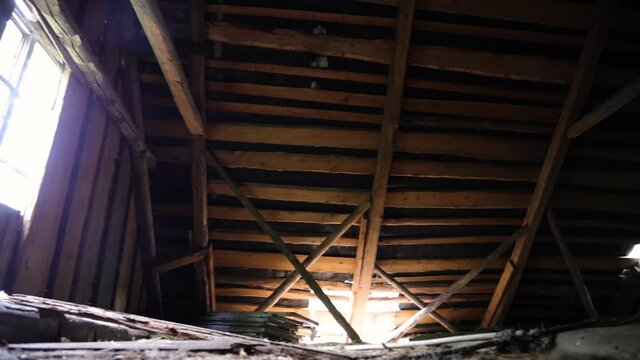 A pan around in the old exposed attic