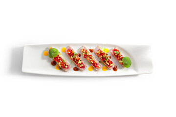 Appetizer with Tuna Tartar, Seasonal Vegetables and Greens