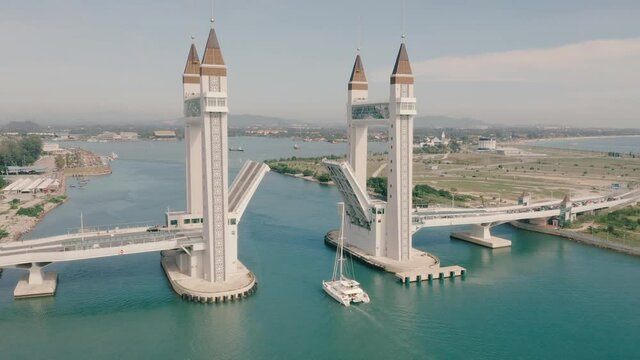 aerial view of terengganu drawbridge with beautiful scenery