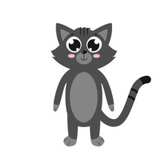 Happy cat. Vector cartoon illustration. Isolated on white.