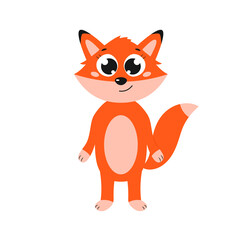 Happy fox. Vector cartoon illustration. Isolated on white.