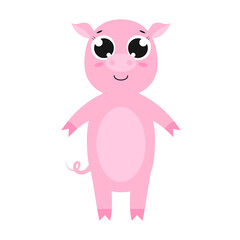 Obraz na płótnie Canvas Happy pig. Vector cartoon illustration. Isolated on white.