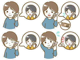 母親と電話で話す男性